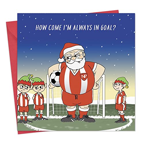 Twizler Weihnachtskarte mit Weihnachtsmann-Torwart – Happy Christmas Karte – Weihnachtskarte – Lustige Weihnachtskarte – Weihnachtskarte für Damen – Weihnachtskarte für Herren von Twizler