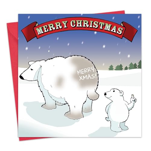 twizler Merry Christmas Karte mit Polar Bär, muddy Bum und praktische Witz – Happy Christmas – Xmas Karte – Funny Christmas Card – Damen Weihnachten – Herren Weihnachten Kart von Twizler