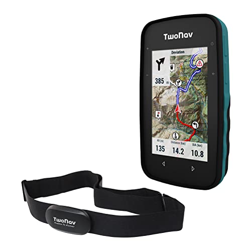 TwoNav Cross Plus + Brust-Herzfrequenzmesser, Outdoor GPS mit 3,2-Zoll-Bildschirm für MTB, Fahrrad, Trekking, Wandern oder Navigation mit Karten. Farbe Türkis von TwoNav
