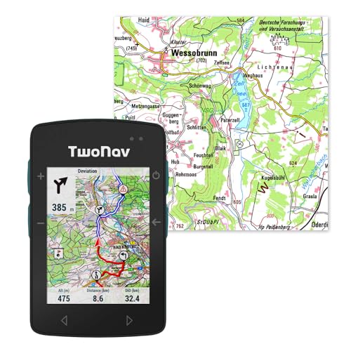 TwoNav ROC + Komplette Deutschland Topo Karte, Outdoor GPS mit 2,7-Zoll-Bildschirm für MTB, Fahrrad, Gravel oder Bikepacking oder Navigation mit Karten. Farbe Türkis von TwoNav
