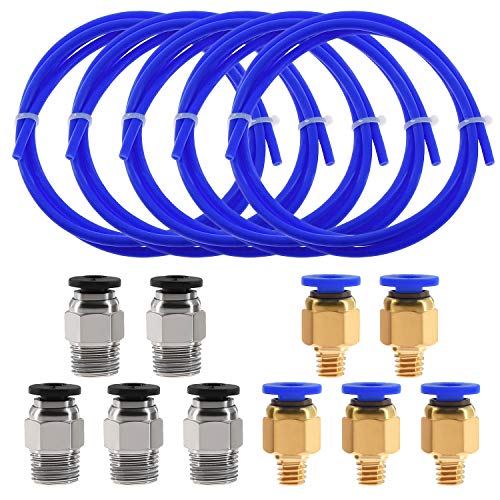 Twotrees 5 PCS （1M） PTFE tubing Blue Teflon tubingwith 5 PCS PC4-M6 pneumatic connectors and 5 PCS PC4-M10 connector for 3D printer 1.75 mm filament von Twotrees