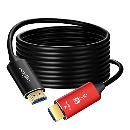 Twozoh 8K Glasfaser HDMI Kabel 15M, Hochgeschwindigkeits HDMI 2.1 Optisches kabel unterstützt 48Gbps 8K@60Hz, 4K@120Hz von Twozoh