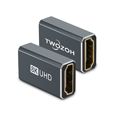 Twozoh 8K HDMI Koppler (2 Stück), HDMI 2.1 Buchse auf Buchse Adapter 48Gbps HDMI Extender, HDMI Kupplung 8K unterstützt 8K@60Hz, 4K@120Hz 1080p von Twozoh