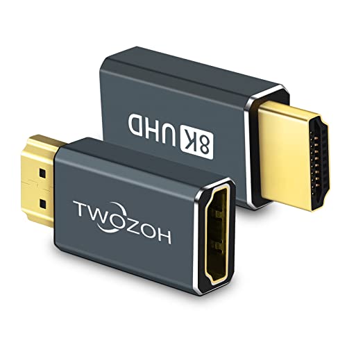 Twozoh 8K HDMI Verlängerungs Adapter (2 Stück), HDMI 2.1 Stecker auf Buchse Adapter, HDMI Kupplung 8K unterstützt 8K@60Hz, 4K@120Hz, 2K@240Hz von Twozoh