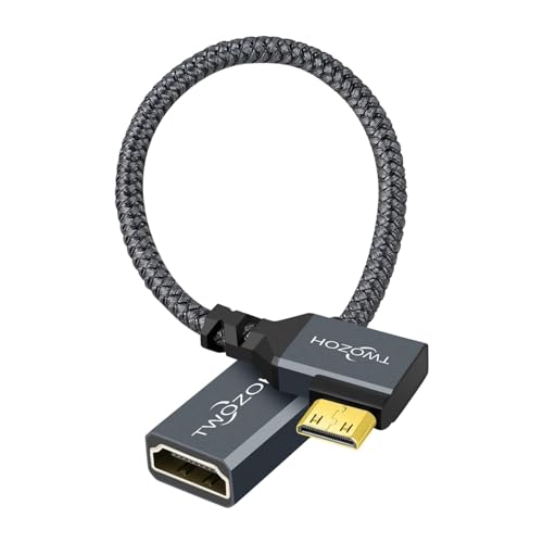 Twozoh 90° linker Winkel Mini HDMI Stecker auf HDMI Buchse Kabel 0,2M, abgewinkeltes Mini HDMI auf HDMI Adapterkabel unterstützt 3D/4K 1080p Twozoh 90° linker Winkel Mini HDMI Stecker auf HDMI Buchse Kabel 0,2M, abgewinkeltes Mini HDMI auf HDMI Adapterkabel unterstützt 3D/4K 1080p von Twozoh