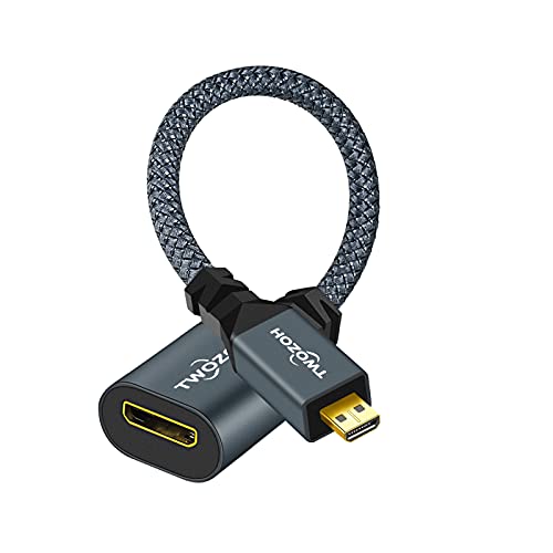 Twozoh Adapterkabel, Micro HDMI Stecker auf Mini HDMI Buchse, Micro HDMI Stecker auf Mini HDMI C Buchse, Verlängerungskabel, 4 K/1080p, 20cm Twozoh Adapterkabel, Micro HDMI Stecker auf Mini HDMI Buchse, Micro HDMI Stecker auf Mini HDMI C Buchse, Verlängerungskabel, 4 K/1080p, 20cm von Twozoh