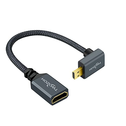 Twozoh Adapterkabel Micro HDMI auf HDMI Anschluss 0,2M, Nylon geflochten 270° Micro HDMI Stecker auf HDMI Buchse Unterstützt 4K/60Hz 1080p von Twozoh