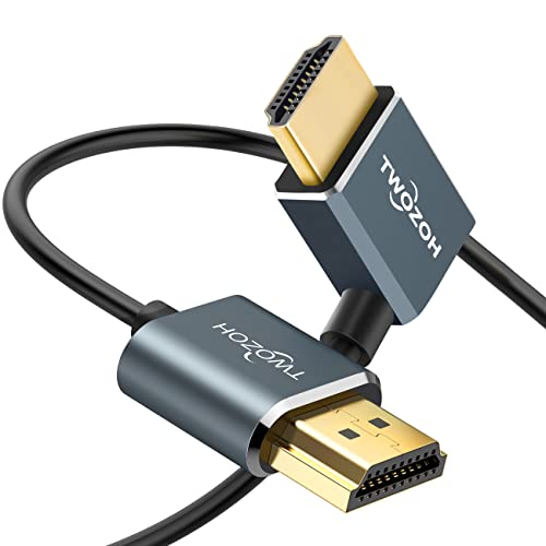 Twozoh Dünnes HDMI auf HDMI Kabel 90 Grad Vertikal Rechts 1M, Ultra Schlankes und Flexibles Rechtwinklig HDMI-Kabel unterstützt 3D/4K 60Hz von Twozoh