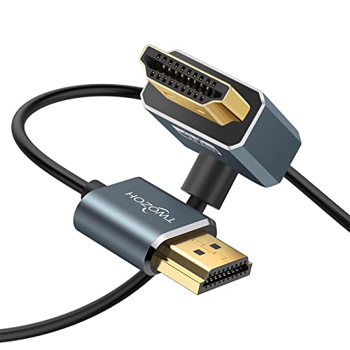 Twozoh Dünnes HDMI auf HDMI Kabel Gewinkelt 90 Grad Winkelstecker 3M, Ultra Schlankes und Flexibles HDMI-Kabel unterstützt 3D/4K 60Hz von Twozoh