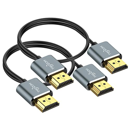 Twozoh Flexibles und Schlankes HDMI Kabel 0,3M 2 Stück, Ultradünnes HDMI Kabel unterstützt High Speed 4K@60Hz 18Gbps 2160P/1080P von Twozoh
