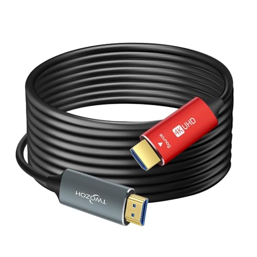 Twozoh HDMI Glasfaser Kabel 5M, HDMI Optisches Kabel 2.0 4K/60Hz 18Gbps High Speed UHD Fiber Optic HDMI Kabel von Twozoh