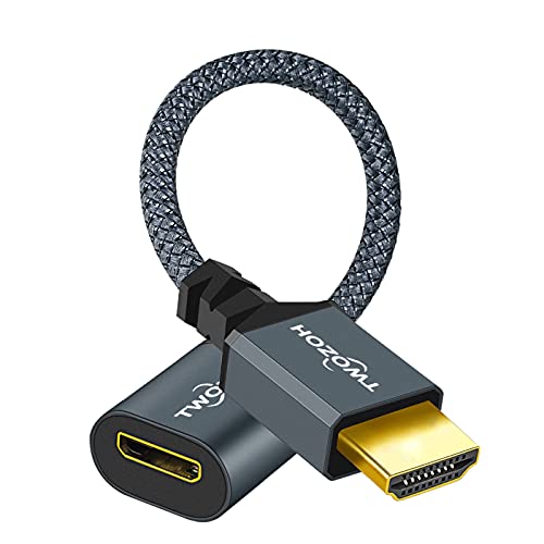 Twozoh HDMI Stecker auf Mini HDMI Buchse, Adapterkabel, Stecker HDMI auf Mini HDMI Buchse, Adapter (A Typ auf C Typ), 3D/4K, 1080p, HDMI 2.0 (20cm) von Twozoh