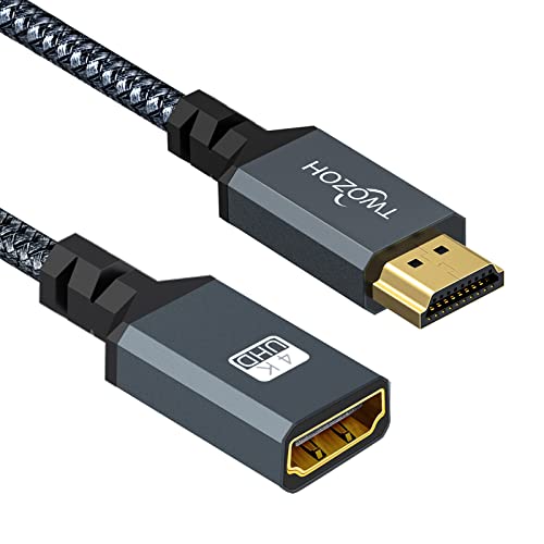 Twozoh HDMI Verlängerungskabel, HDMI Stecker auf Buchse, HDMI Kabel, geflochtenes Nylon HDMI Extender, HDMI 2.0 Kabeladapter unterstützt 4K@60Hz 3D HDR (2M) von Twozoh