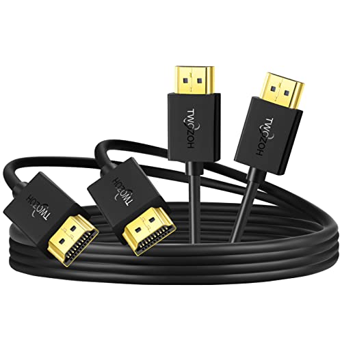 Twozoh HDMI auf HDMI Kabel 0,3M 2 Stück Dünnes Weiches, Ultra Schlankes und Flexibles HDMI Kabel unterstützt 3D/4K&60Hz/2160P/1080P von Twozoh