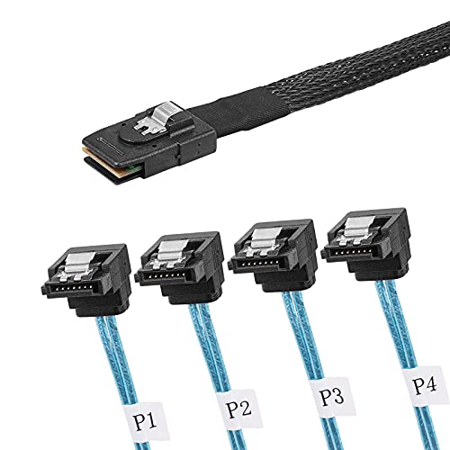 Twozoh Internal Mini SAS auf SATA Kabel 1M, Mini-SAS 36 Pin SFF-8087 Stecker auf 4 SATA 7 Pin 90 Grad Buchse Forward Breakout Kabel von Twozoh