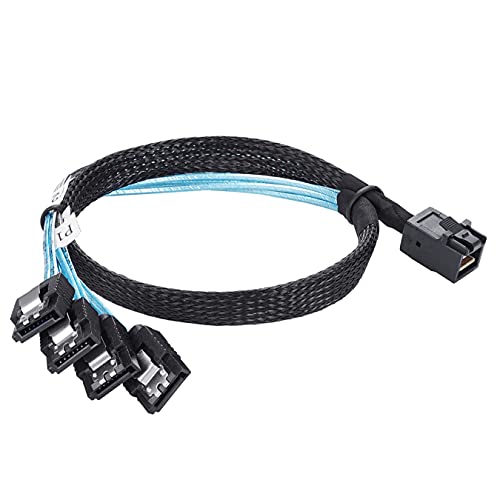 Twozoh Internes HD Mini SAS SFF-8643 Host auf 4 X SATA 7 Pin Target-Festplatte 6Gbit/s Datenserver Raid Kabel, SFF-8643 für Controller 4 SATA Connect to Hard Drive 1M von Twozoh