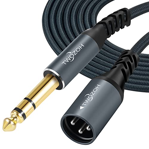 Twozoh Klinke 6,35 mm auf XLR Stecker 3 poliges Audio Kabel 1M, Geflochtenes XLR-Stecker auf 1/4 TRS Stereo Gitarren kabel (Professional/HiFi) von Twozoh