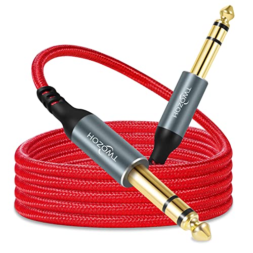 Twozoh Klinkenkabel 6,3 0,5M, Geflochten Gitarrenkabel 6,35mm auf 6,35mm TRS Kabel (Profesional/Hifi) von Twozoh