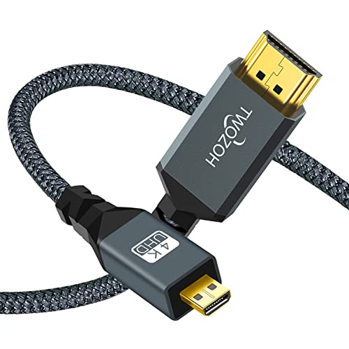 Twozoh Kurz Micro HDMI auf HDMI Kabel 0,3M, High-Speed HDMI auf Micro HDMI geflochtene Schnur Unterstützung 3D 4K/60Hz 1080p von Twozoh