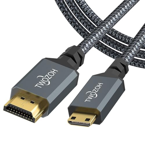 Twozoh Kurz Mini HDMI auf HDMI Kabel 0,3M, geflochtenes HDMI auf Mini HDMI Kabel unterstützt 3D, 4K/60Hz, 1080p, 720p von Twozoh