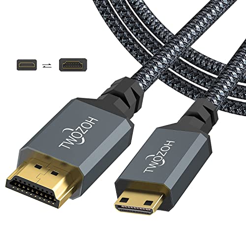 Twozoh Lang Mini HDMI auf HDMI Kabel 10M, geflochtenes HDMI auf Mini HDMI Kabel unterstützt 720P 1080P Projektor, Monitor, Tablet, Camcorder von Twozoh