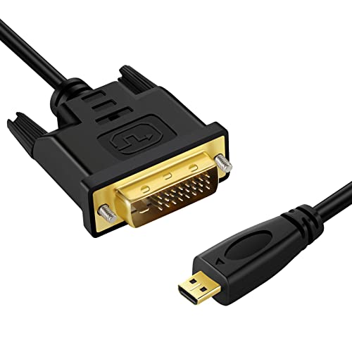 Twozoh Micro HDMI auf DVI Kabel, Micro HDMI 1.4 auf DVI 24+1 Pin Stecker auf Stecker, unterstützt 1080P Full HD (1,8m) von Twozoh