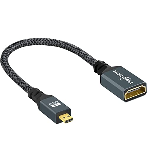 Micro HDMI auf HDMI Adapter Kabel, Nylon geflochtenes Micro HDMI Stecker auf HDMI Buchse Kabel Unterstützung 4K/3D für GoPro Hero 7, Raspberry Pi 4, Action-Kamera Micro HDMI auf HDMI Adapter Kabel, Nylon geflochtenes Micro HDMI Stecker auf HDMI Buchse Kabel Unterstützung 4K/3D für GoPro Hero 7, Raspberry Pi 4, Action-Kamera von Twozoh