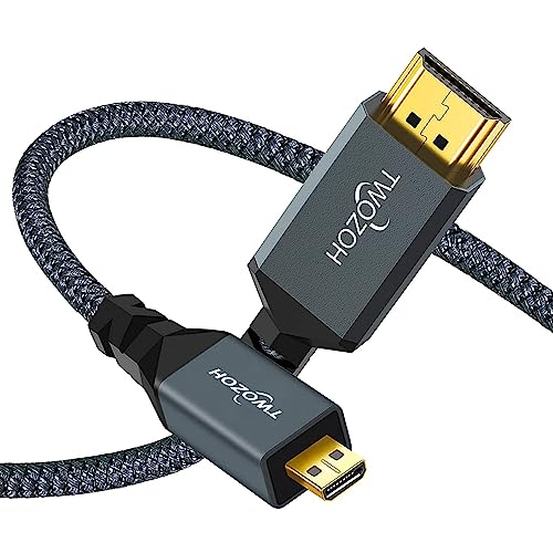 Twozoh Micro HDMI auf HDMI Kabel lang 10M, High-Speed HDMI auf Micro HDMI geflochtene Schnur Unterstützung 3D 720P/1080p von Twozoh