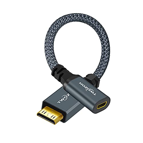 Twozoh Mini HDMI Stecker auf Micro HDM Buchse, Adapterkabel, D Typ, Micro HDMI Buchse, Buchse auf Mini HDMI Stecker, Konverter Adapter, 3D/4K, 1080p, 20cm von Twozoh