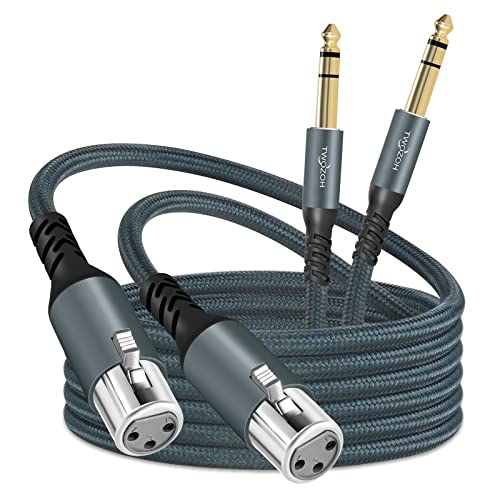 Twozoh XLR Buchse auf 6,35 mm TRS Kabel 0,3M 2 Stück, Geflochtenes Klinke Stereo 6,35 mm stecker auf 3 poliges XLR Mikrofonkabel (Professional/HiFi) von Twozoh