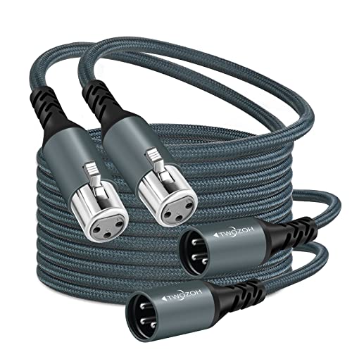 Twozoh XLR Stecker auf Buchse Audio Cable 0,3M 2 Stück, Geflochtenes symmetrisches 3 poliges XLR Mikrofonkabel Kabel (Professional/HiFi) von Twozoh
