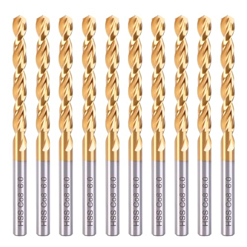 Twstprt M42 Kobalt-Bohrer-Set, metrisch, 6 mm, 10 Stück, Metallbohrer-Set für Stahl, titanbeschichtetes HSS-Co-Metallbohrer-Set für Stahl, Edelstahl, Bolzen und Bolzen Twstprt M42 Kobalt-Bohrer-Set, metrisch, 6 mm, 10 Stück, Metallbohrer-Set für Stahl, titanbeschichtetes HSS-Co-Metallbohrer-Set für Stahl, Edelstahl, Bolzen und Bolzen von Twstprt
