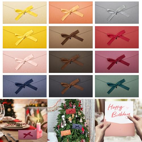 12 Stück Farbige Umschläge mit Band, Bunte Briefumschläge Kraftpapier Umschlag mit Schleife, 12 Farben Umschläge Hochzeit Einladungen Briefumschläge für Weihnachten, Geburtstag, Hochzeit, 22*10.8 CM von Tyanlenr