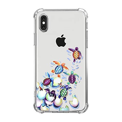 Tybaker Hülle für iPhone XS Max Hülle Transparent mit Schildkröte Case Dünn Handyhülle Weiche Silikon Protection Bumper Cover Kratzfest Schutzhülle für iPhone Xr (K Schildkröte Baby, iPhone XS/X) von Tybaker