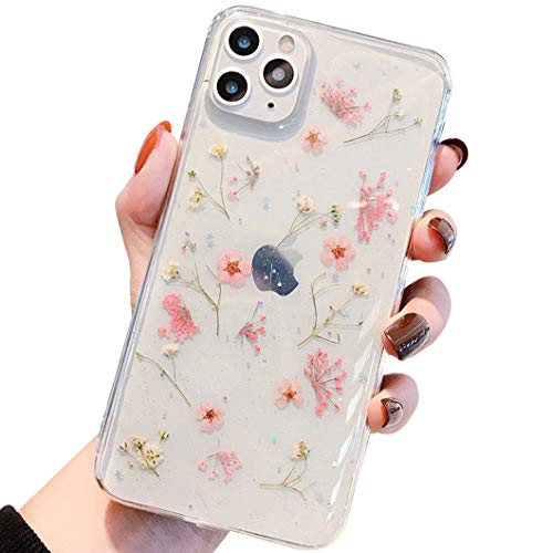 iPhone SE 2020 Hülle iPhone 8 HandyHülle Blume iPhone 7 Handyhüllen Kristall Echt Getrocknete Blumen Schutzhülle Silikon Rückschale Handgefertigten Bumper Case Cover für iPhone 7/8/SE 2020 4,7'', D1 von Tybaker