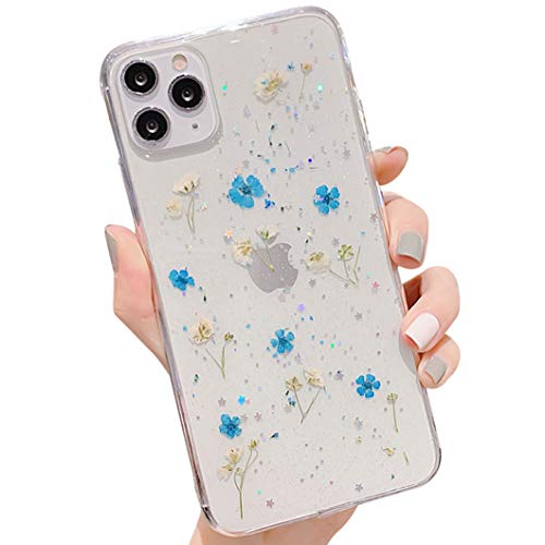 iPhone SE 2020 Hülle iPhone 8 HandyHülle Blume iPhone 7 Handyhüllen Kristall Echt Getrocknete Blumen Schutzhülle Silikon Rückschale Handgefertigten Bumper Case Cover für iPhone 7/8/SE 2020 4,7'', E1 von Tybaker