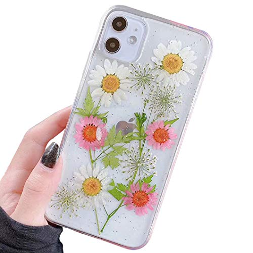 iPhone SE 2020 Hülle iPhone 8 HandyHülle Blume iPhone 7 Handyhüllen Kristall Echt Getrocknete Blumen Schutzhülle Silikon Rückschale Handgefertigten Bumper Case Cover für iPhone 7/8/SE 2020 4,7'', B1 von Tybaker