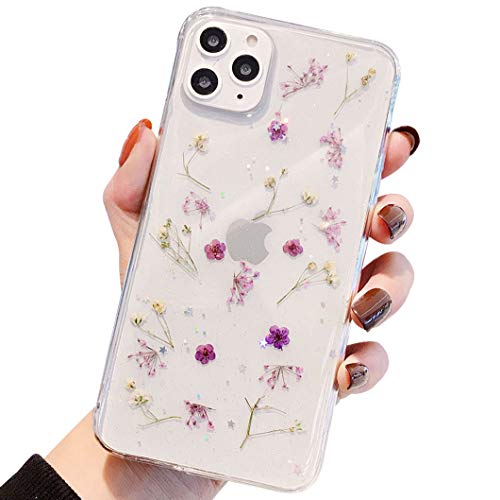 iPhone SE 2020 Hülle iPhone 8 HandyHülle Blume iPhone 7 Handyhüllen Kristall Echt Getrocknete Blumen Schutzhülle Silikon Rückschale Handgefertigten Bumper Case Cover für iPhone 7/8/SE 2020 4,7'', D3 von Tybaker