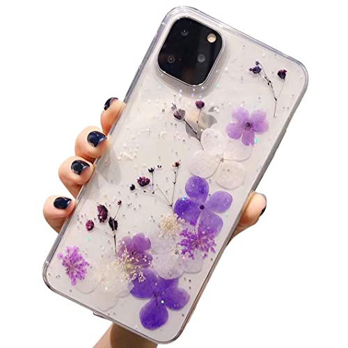 iPhone SE 2020 Hülle iPhone 8 HandyHülle Blume iPhone 7 Handyhüllen Kristall Echt Getrocknete Blumen Schutzhülle Silikon Rückschale Handgefertigten Bumper Case Cover für iPhone 7/8/SE 2020 4,7'', A9 von Tybaker