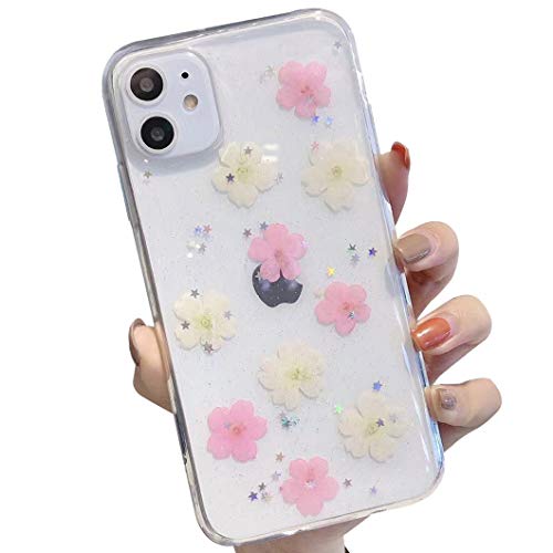 iPhone SE 2020 Hülle iPhone 8 HandyHülle Blume iPhone 7 Handyhüllen Kristall Echt Getrocknete Blumen Schutzhülle Silikon Rückschale Handgefertigten Bumper Case Cover für iPhone 7/8/SE 2020 4,7'', A6 von Tybaker