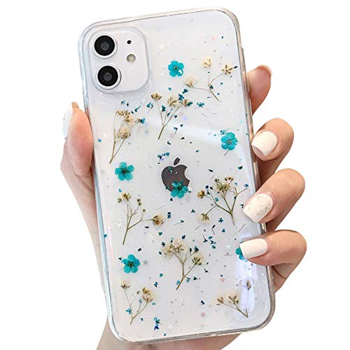 Tybiky Handyhülle iPhone 12 Mini hülle Echte Blumen weiche Silikonhülle mit handgefertigten getrockneten Blumen, Transparente Ultra-dünne unsterbliche für iPhone 12 Mini., zerkleinerte Blume blau Tybiky Handyhülle iPhone 12 Mini hülle Echte Blumen weiche Silikonhülle mit handgefertigten getrockneten Blumen, Transparente Ultra-dünne unsterbliche für iPhone 12 Mini., zerkleinerte Blume blau von Tybiky