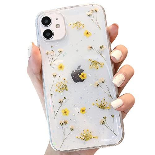 Tybiky Handyhülle iPhone 13 Pro hülle Echte Blumen weiche Silikonhülle mit handgefertigten getrockneten Blumen, Transparente Ultra-dünne unsterbliche für iPhone 13 Pro., zerkleinerte Blume Gelb Tybiky Handyhülle iPhone 13 Pro hülle Echte Blumen weiche Silikonhülle mit handgefertigten getrockneten Blumen, Transparente Ultra-dünne unsterbliche für iPhone 13 Pro., zerkleinerte Blume Gelb von Tybiky