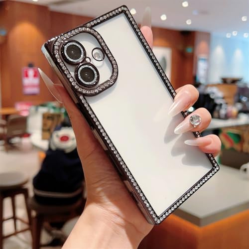 Tybiky Hülle Kompatibel mit iPhone 15 Plus Glitzer Funkelnde Diamant Handyhülle Rechteckige Schutzhülle Transparent Weiche TPU Case mit Bling Strass Kameraschutz für Damen und Mädchen Cover,Schwarz Tybiky Hülle Kompatibel mit iPhone 15 Plus Glitzer Funkelnde Diamant Handyhülle Rechteckige Schutzhülle Transparent Weiche TPU Case mit Bling Strass Kameraschutz für Damen und Mädchen Cover,Schwarz von Tybiky