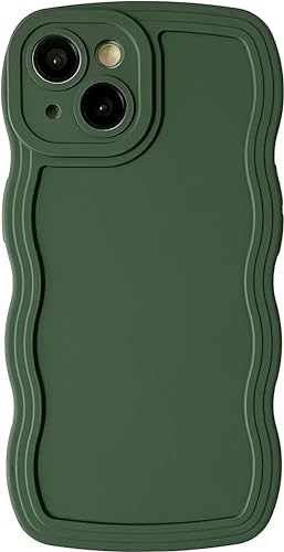 Tybiky Hülle Kompatibel mit iPhone12Pro, Farbe Curly Handyhülle, Schöne TPU Silikon Wellen Design Schutzhülle, Niedlich und Einzigartigen Frauen Mädchen Case Cover für iPhone 12Pro, Armeegrün von Tybiky