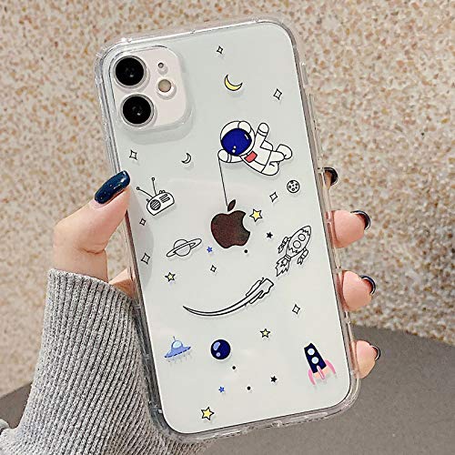 Tybiky Hülle für iPhone 12 Mini Hüllen Case Kreatives Astronaut Muster Luftkissen Schutzhülle Dünn Silikon Airbag Handyhülle Bumper Chic Bling Kratzfest Cover für Apple iPhone 12 Mini, Blauer Flug von Tybiky