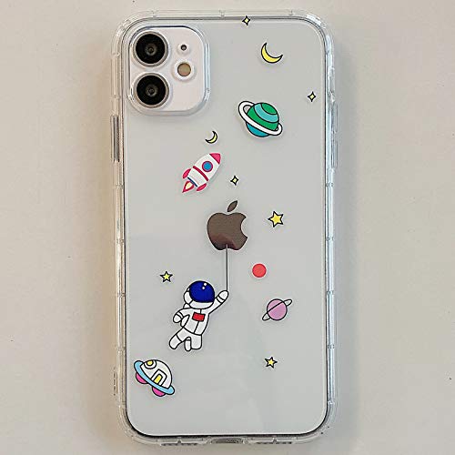 Tybiky Hülle für iPhone 12 Mini Hüllen Case Kreatives Astronaut Muster Luftkissen Schutzhülle Silikon Airbag Handyhülle Bumper Chic Bling Kratzfest Cover für Apple iPhone 12 Mini, Sternenhimmel Grün von Tybiky