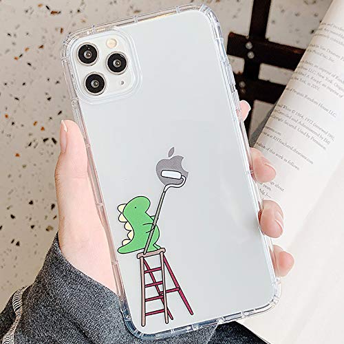 Tybiky Hülle für iPhone 12 Mini Hüllen Case Kreatives Grüner Dinosaurier Muster Luftkissen Schutzhülle Silikon Airbag Handyhülle Bumper Chic Bling Kratzfest Cover für iPhone 12 Mini, Streiche Die Wand von Tybiky