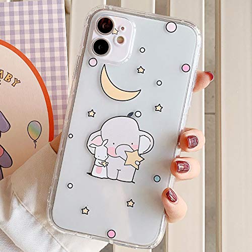 Tybiky Hülle für iPhone 12 Mini Hüllen Case Kreatives Kleiner Elefant Muster Luftkissen Schutzhülle Silikon Airbag Handyhülle Bumper Chic Bling Kratzfest Cover für Apple iPhone 12 Mini, Mondsterne von Tybiky