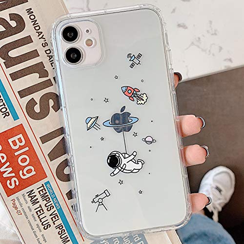 Tybiky Hülle für iPhone 12 Pro Max Hüllen Case Kreatives Astronaut Muster Luftkissen Schutzhülle Dünn Silikon Airbag Handyhülle Bumper Chic Bling Kratzfest Cover für iPhone 12 Pro Max, Raketenfliege von Tybiky