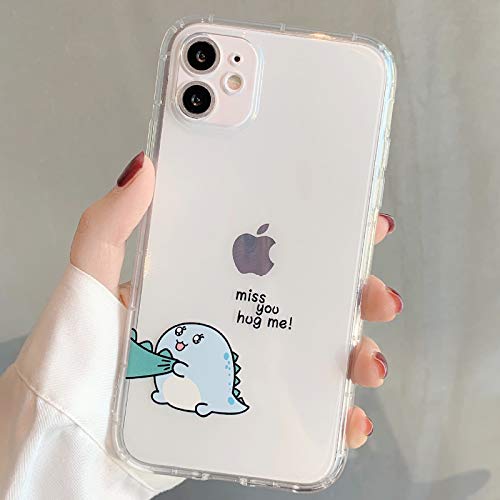 Tybiky Hülle für iPhone 12 Pro Max Hüllen Case Kreatives Dinosaurier Muster Luftkissen Schutzhülle Dünn Silikon Airbag Handyhülle Bumper Chic Bling Kratzfest Cover für iPhone 12 Pro Max, Fräulein von Tybiky